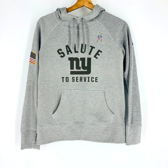 Nike Therma-Fit Salute To Service NFL New York Giants Gray Hoodie Sweatshirt S - Picture 1 of 12